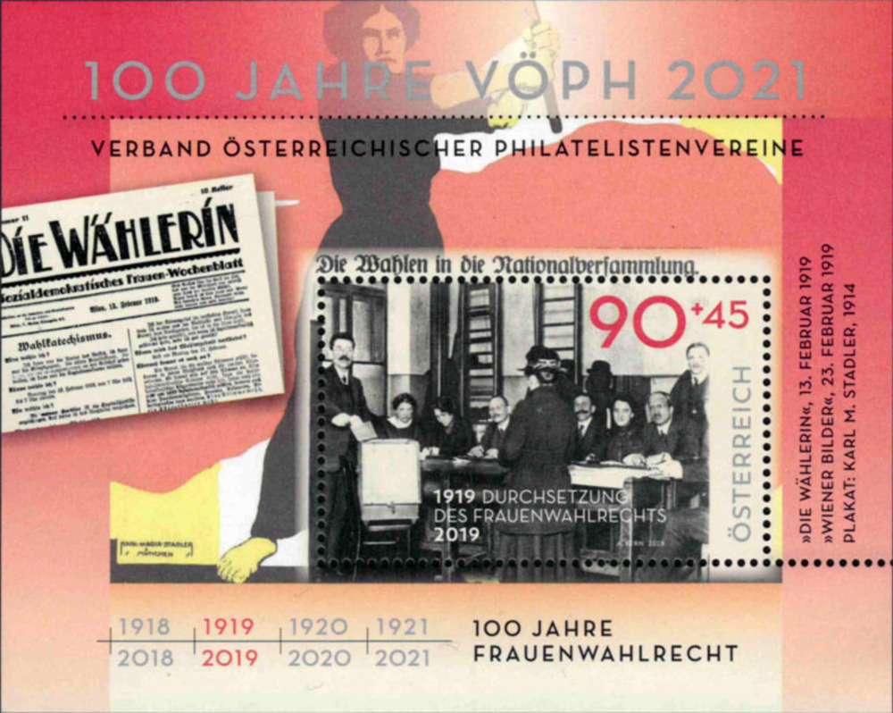 Österreich ** 2019 € 0,90+0,45 - 100 Jahre Frauenwahlrecht in Österreich Österreich ** 2019 € 0,90+0,45 - 100 Jahre Frauenwahlrecht in Österreich