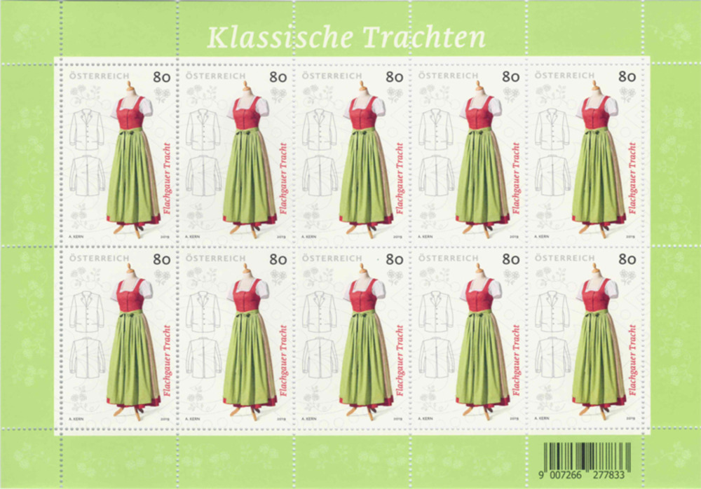 Österreich ** 2019 10x € 0,80 - Flachgauer Tracht