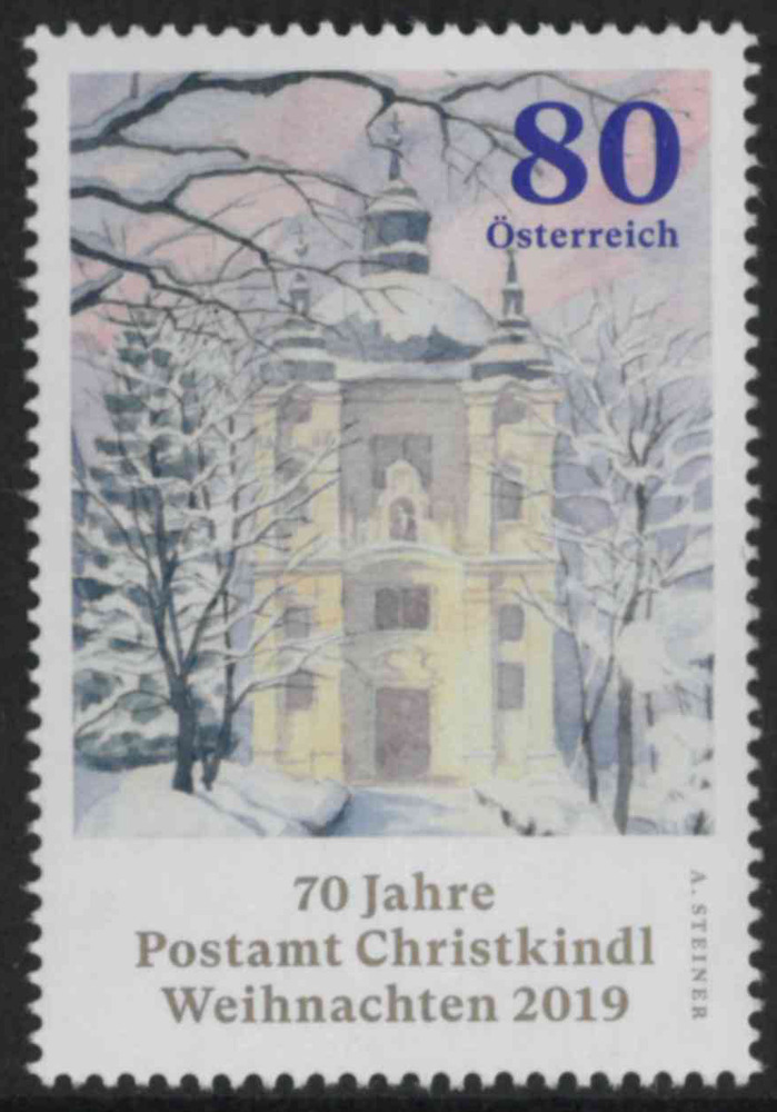 Österreich ** 2019 € 0,80 - 70 Jahre Postamt Christkindl, nassklebend Österreich ** 2019 € 0,80 - 70 Jahre Postamt Christkindl, nassklebend