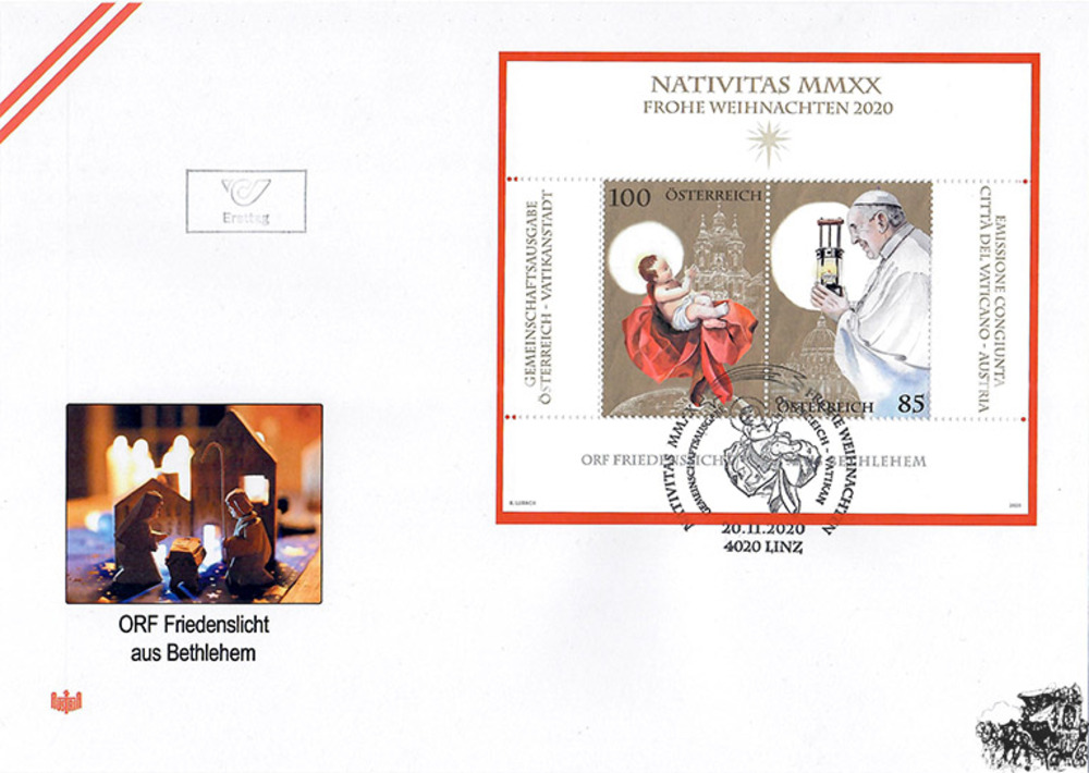 Österreich 2020 FDC Block - 1,85 € - ORF Friedenslicht aus Bethlehem