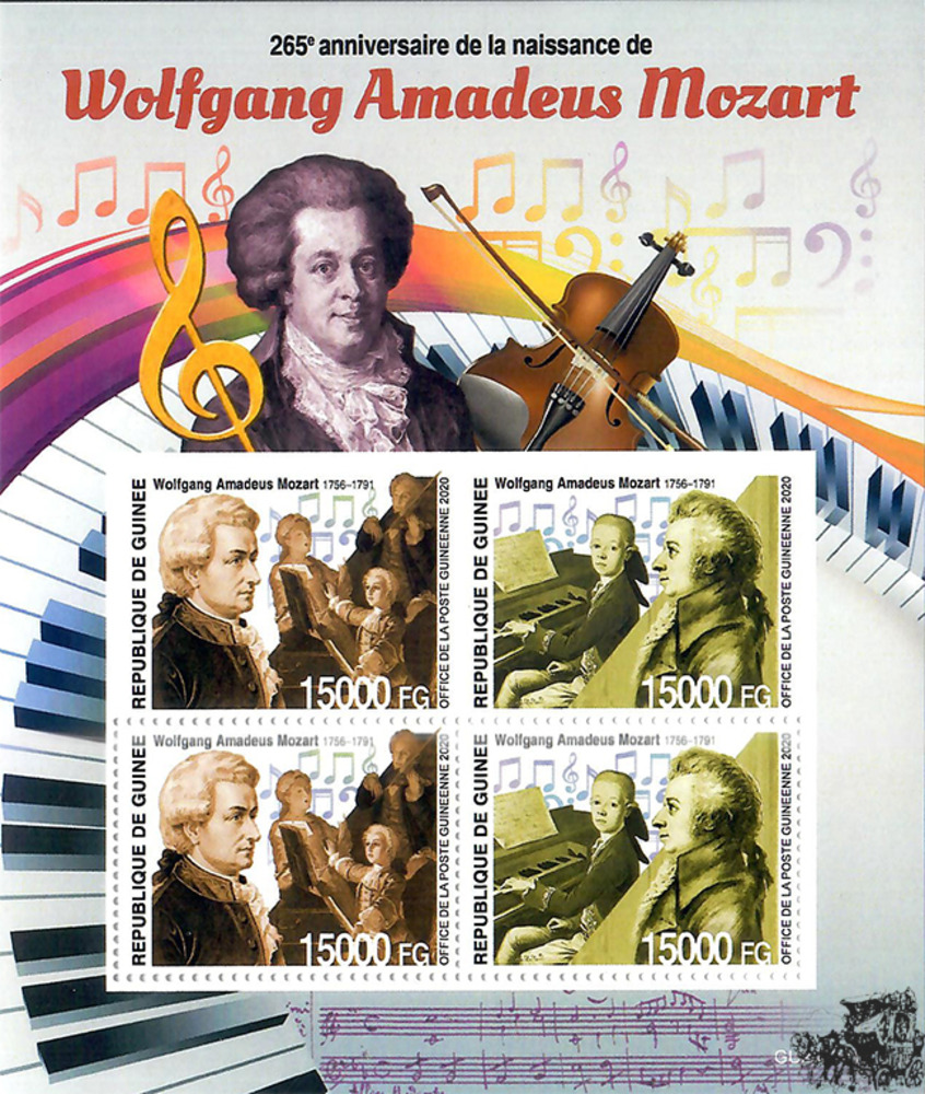 Guinea ** 2020 - 265. Geburtstag W. A. Mozart Block