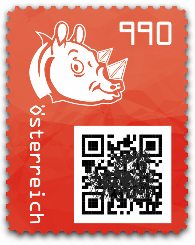 9,90 - Crypto stamp - RHINO - ROT - Österreich ** 2021