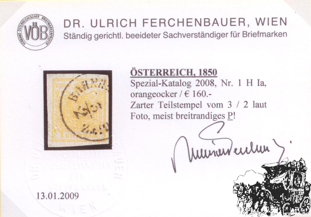 1 Kreuzer Handpapier - Nr.1HIa orangeocker 1 Kreuzer Handpapier - Nr.1HIa orangeocker