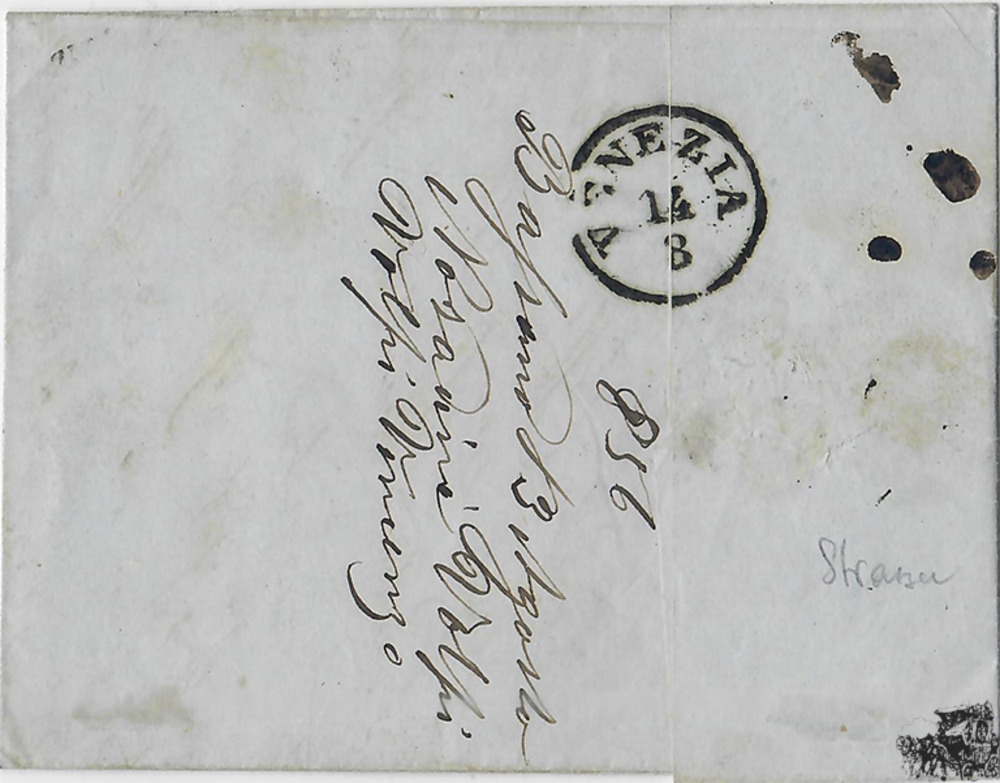 Lombardei-Venetien 1854 - 15 Cent. Stempelmarke auf Brief, Attest Ferchenbauer
