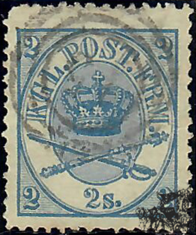 Dänemark o 1858 - Freimarken: Kroninsignien im Doppeloval - 2 Schilling