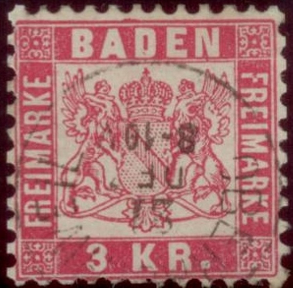 Baden, 3 Kreuzer - Nr.24 gestempelt