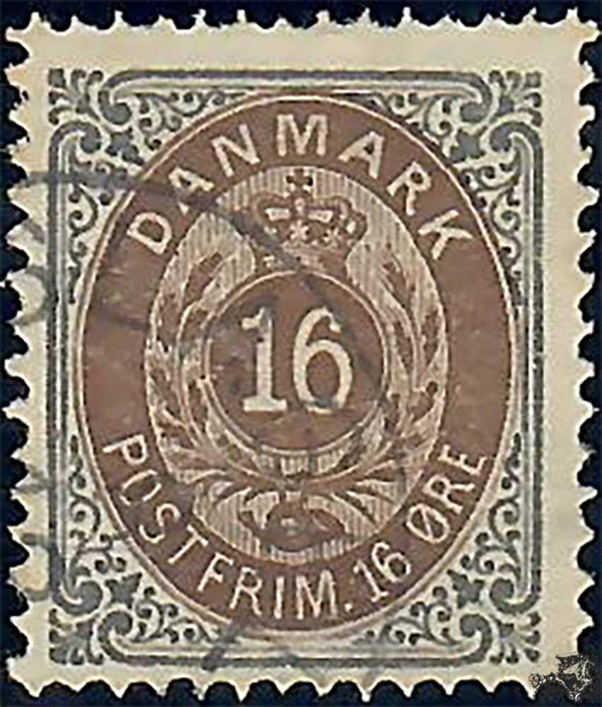 Dänemark o 1875 - Freimarken: Ziffern im Rahmen - 16 Ore