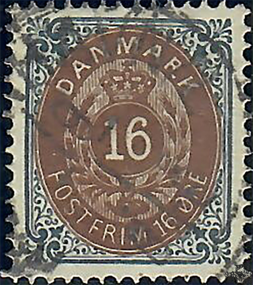 Dänemark o 1875 - Freimarken: Ziffern im Rahmen - 16 Ore