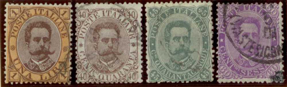 Italien o 1889 - König Umberto, 40 Centesimi - 1 Lire Italien o 1889 - König Umberto, 40 Centesimi - 1 Lire