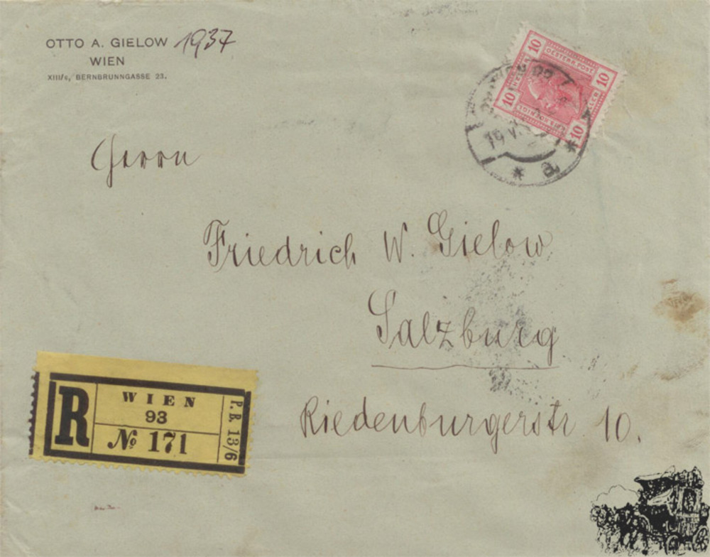 Österreich Brf. 1906, 5/10 Heller Freimarken Kaiserkopf Einschreibe-Brief Österreich Brf. 1906, 5/10 Heller Freimarken Kaiserkopf Einschreibe-Brief