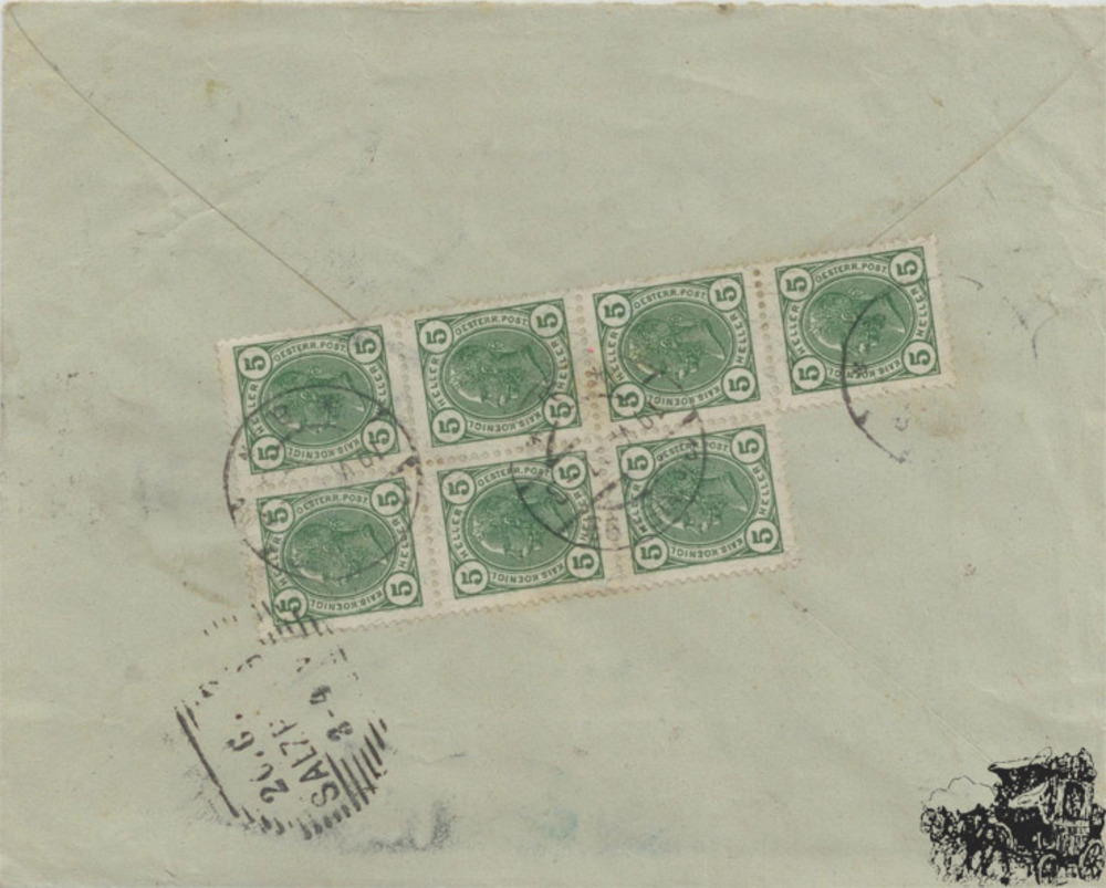 Österreich Brf. 1906, 5/10 Heller Freimarken Kaiserkopf Einschreibe-Brief Österreich Brf. 1906, 5/10 Heller Freimarken Kaiserkopf Einschreibe-Brief