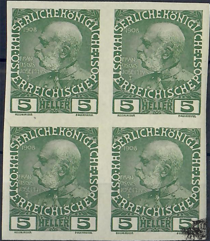 Österreich 1908 ** , 4 x 5 Heller - Kaiser Franz Joseph Österreich 1908 ** , 4 x 5 Heller - Kaiser Franz Joseph