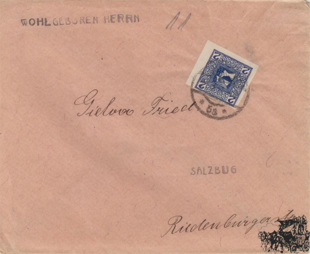 Österreich Brf. 1910, 2 Heller Zeitungsmarke Merkurkopf Einzelfrankatur auf Drucksache