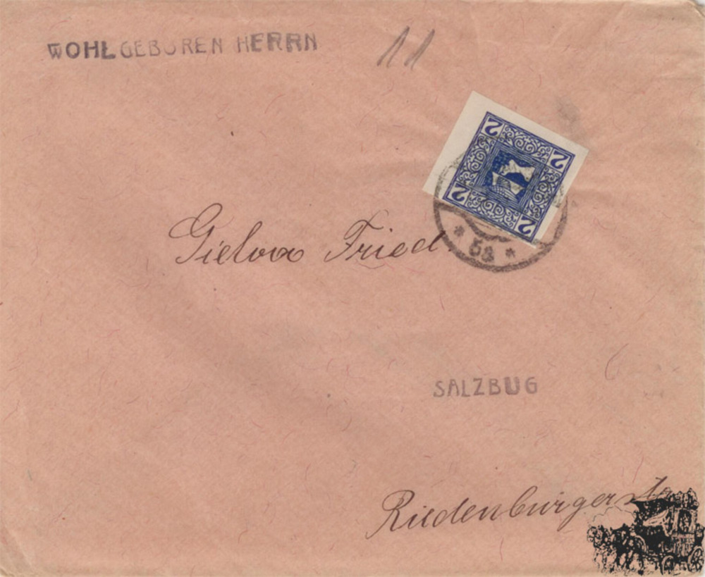 Österreich Brf. 1910, 2 Heller Zeitungsmarke Merkurkopf Einzelfrankatur auf Drucksache Österreich Brf. 1910, 2 Heller Zeitungsmarke Merkurkopf Einzelfrankatur auf Drucksache