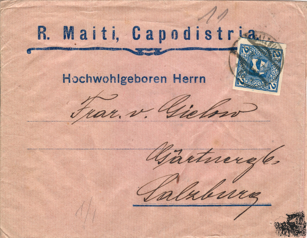 Österreich Brief 1911, 2 Heller Zeitungsmarke Merkurkopf Einzelfrankatur Österreich Brief 1911, 2 Heller Zeitungsmarke Merkurkopf Einzelfrankatur