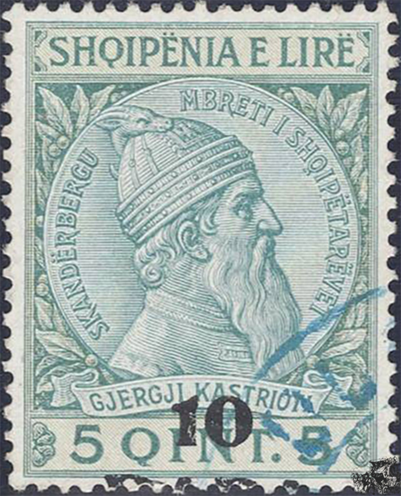 Albanien 1914 o - Skanderbeg mit Aufdruck der türkischen Währung - 10 Para 