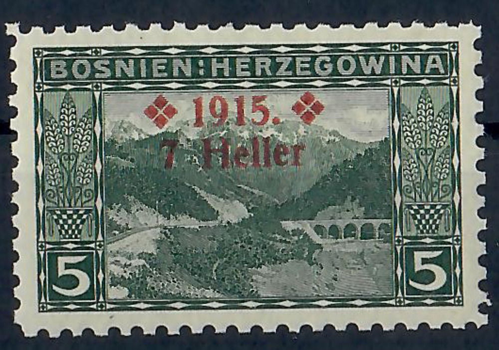 Österreich - Bosnien-Herzegowina 1915 ** - Kriegswohltätigkeitsmarke 7 auf 5 Heller Österreich - Bosnien-Herzegowina 1915 ** - Kriegswohltätigkeitsmarke 7 auf 5 Heller