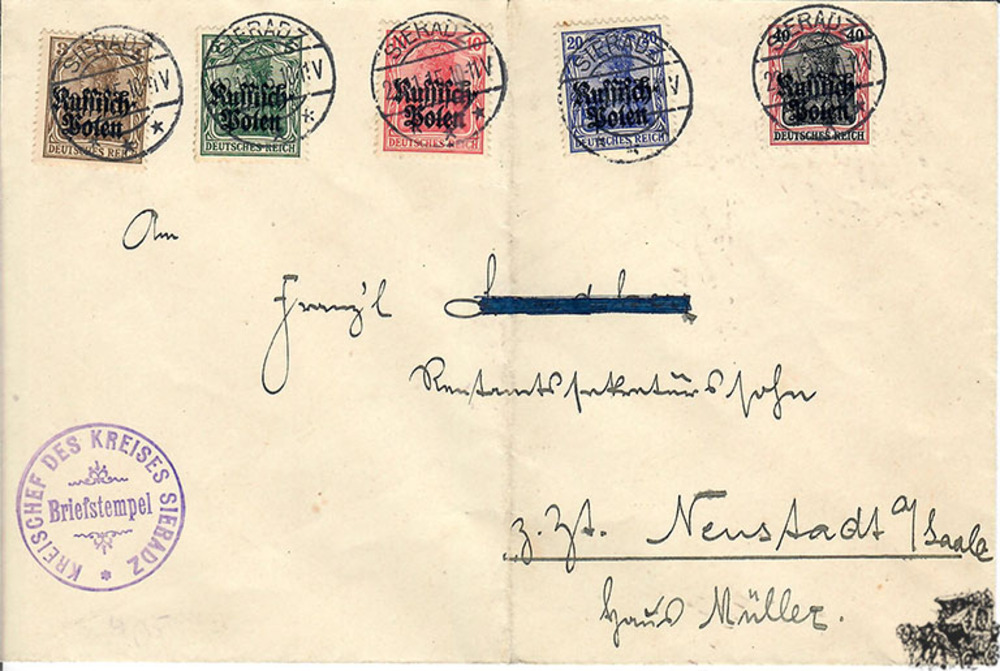 Brief 1915, Nr. 1 - 5 mit Aufdruck “Russisch Polen“