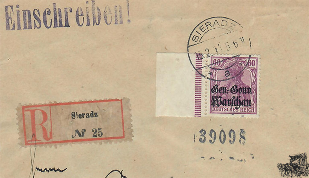 R-Brief 1918, Nr. 16 mit Aufdruck “Generalgouvernement Warschau“