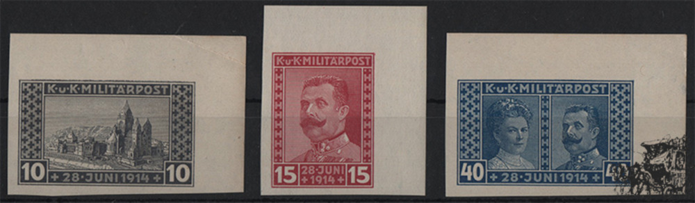 Österreich Bosnien-Herzigowina 1917 - Nr. 121-123U ** 6. Gedenkausgabe zum 3. Jahrestag der Ermordung des Thronfolgerpaares in Sarajevo Österreich Bosnien-Herzigowina 1917 - Nr. 121-123U ** 6. Gedenkausgabe zum 3. Jahrestag der Ermordung des Thronfolgerpaares in Sarajevo