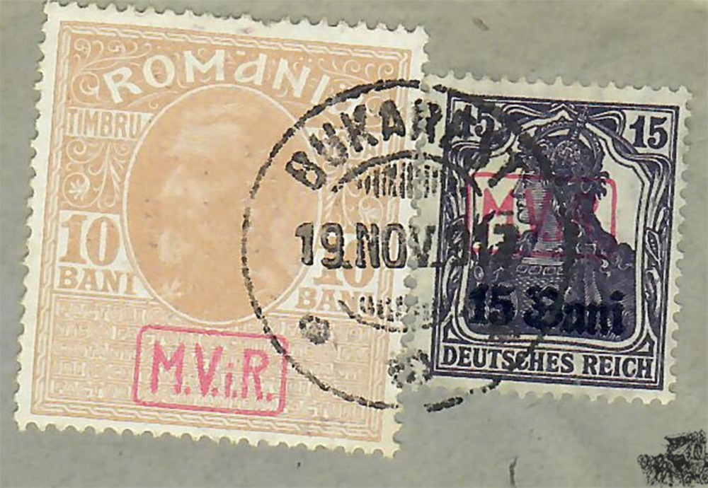 Brief 1917, Nr. 1 und Kriegssteuermarke Nr. 7 mit Aufdruck “M.V.i.R.“