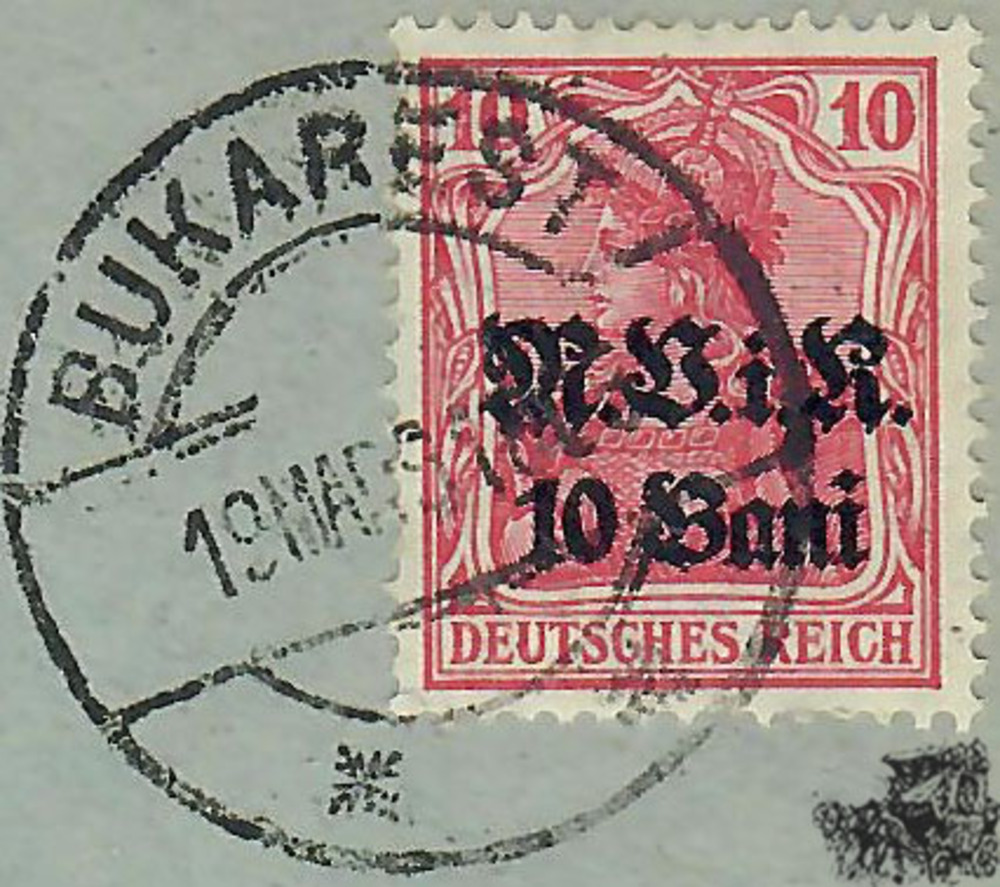 Brief 1918, Nr. 4 mit Aufdruck “M.V.i.R. 10 Bani“