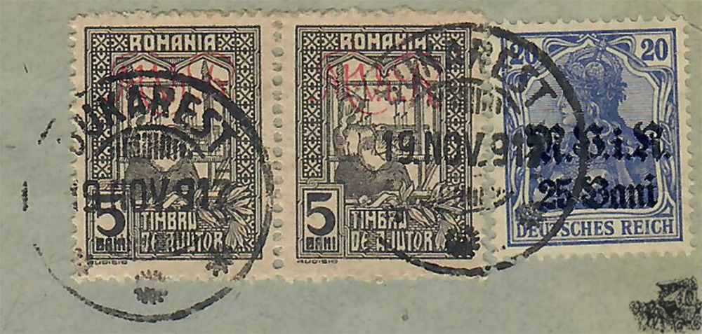 Brief 1917, Nr. 6 und Kriegssteuermarke Nr. 1 mit Aufdruck “M.V.i.R.“