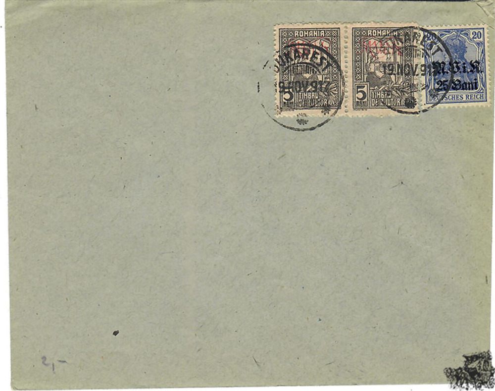 Brief 1917, Nr. 6 und Kriegssteuermarke Nr. 1 mit Aufdruck “M.V.i.R.“