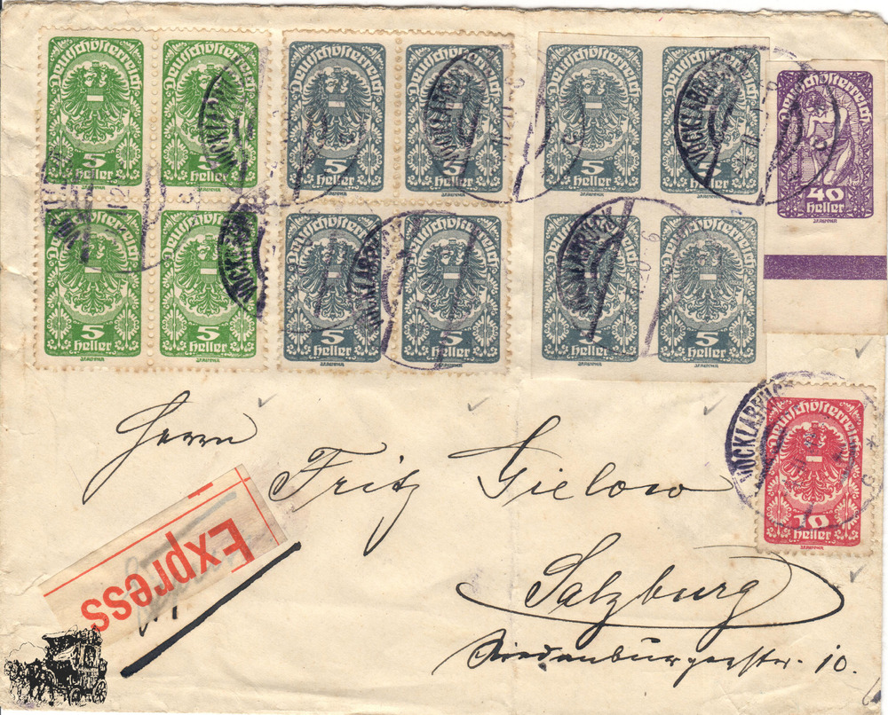 Österreich R-Brief 1920, Mischfrankatur Österreich R-Brief 1920, Mischfrankatur