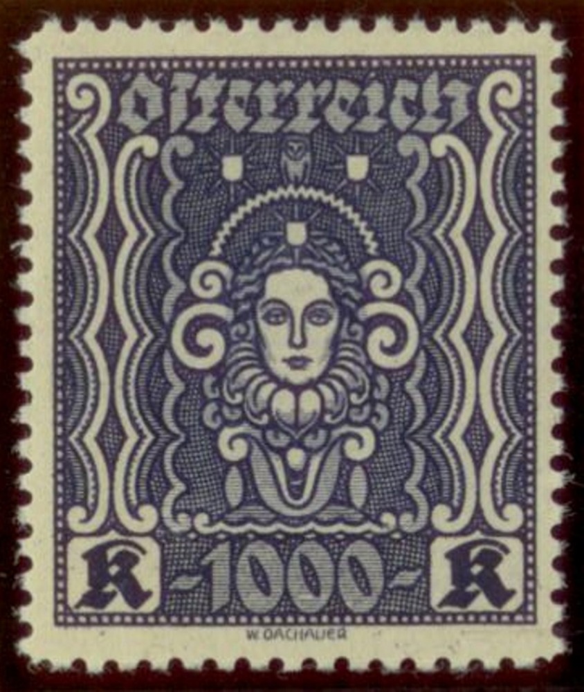 Österreich 1000 Kronen Freimarke Frauenkopf - Nr.404 BI ** Österreich 1000 Kronen Freimarke Frauenkopf - Nr.404 BI **