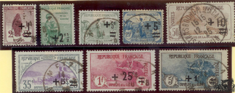 Frankreich O 1922 2 Centimes - 5 Franc Kriegswaisen-Hilfe Frankreich O 1922 2 Centimes - 5 Franc Kriegswaisen-Hilfe