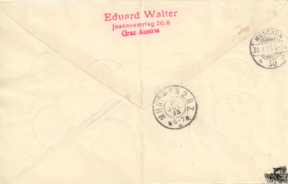 Republik Österreich R-Brief 1923 Flugpost Republik Österreich R-Brief 1923 Flugpost