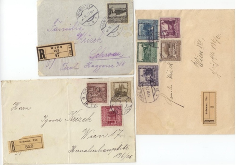 R-Briefe, Österreichische Landeshauptstädte 1923 R-Briefe, Österreichische Landeshauptstädte 1923