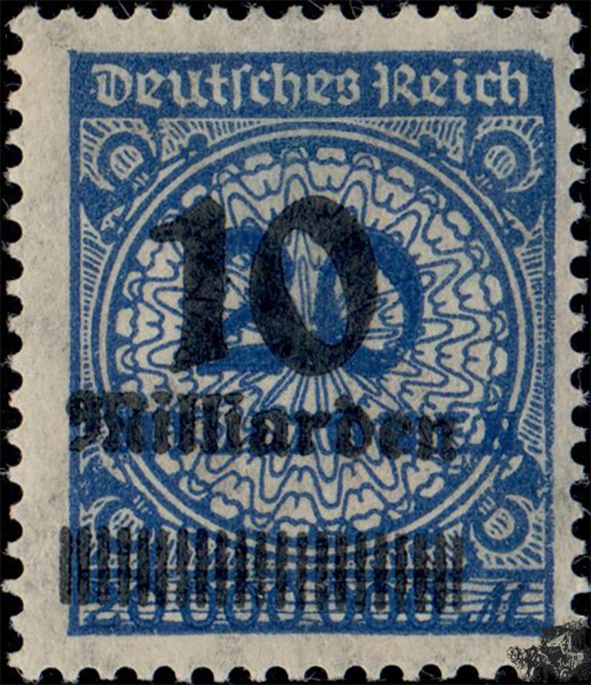 Deutsches Reich ** 1923, 10 Milliarden Mark Freimarke Korbdeckel, schwarzblau!!