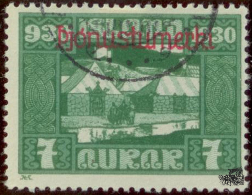Island o 1930 - Dienstmarke, 1000 Jahre Allthing, 7 Aur Island o 1930 - Dienstmarke, 1000 Jahre Allthing, 7 Aur