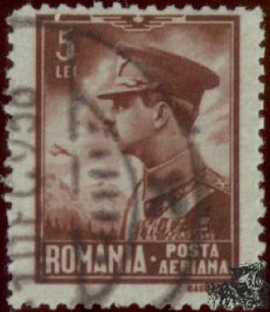 Rumänien O 1930, 5 Lei, Freimarke König Karl II. in Fliegeruniform