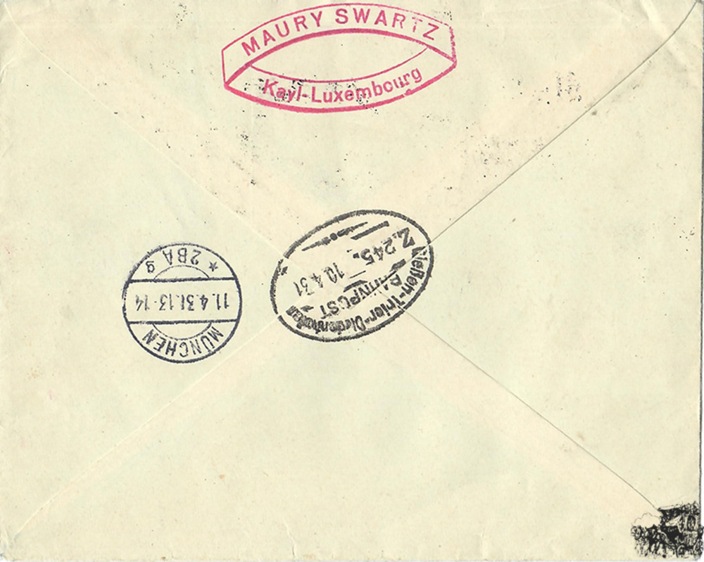 Luxembourg Flugpost/Luftpost-Brief Einschreiben R-Brief Ersttag FDC 1931 Luxembourg Flugpost/Luftpost-Brief Einschreiben R-Brief Ersttag FDC 1931