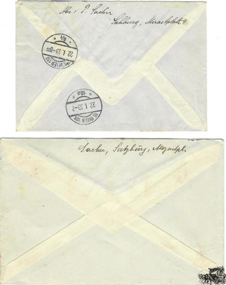 Österreich 1933, 2 RECO-Satzbriefe, FIS I, Österreich 1933, 2 RECO-Satzbriefe, FIS I,