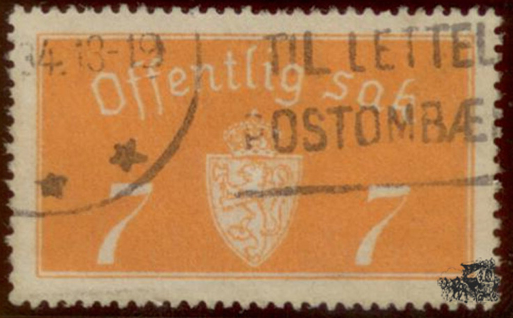 Norwegen o 1933 - Wappen, Dienstmarke 7 Öre Norwegen o 1933 - Wappen, Dienstmarke 7 Öre