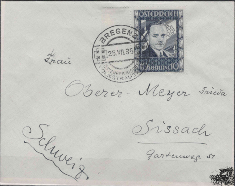 Österreich 1936 FDC, S 10,00 - Dollfuß Österreich 1936 FDC, S 10,00 - Dollfuß