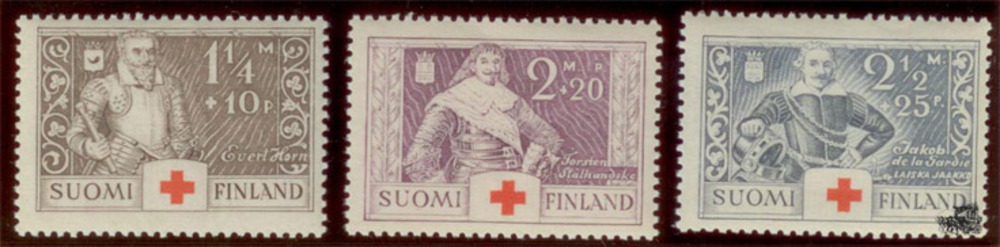 Finnland ** 1934 - Rotes Kreuz: Finnische Kriegshelden, 1 1/4 - 2 1/2 Markka Finnland ** 1934 - Rotes Kreuz: Finnische Kriegshelden, 1 1/4 - 2 1/2 Markka