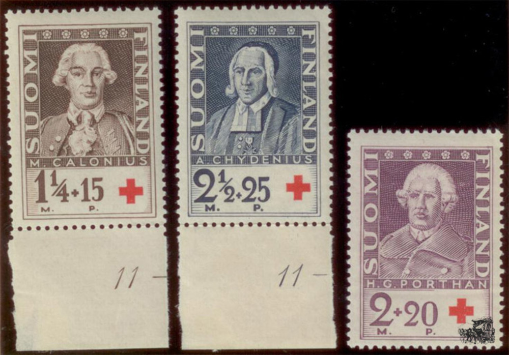 Finnland ** 1935 - Rotes Kreuz: Finnische Gelehrte, 1 1/4 Markka+15 Pennia - 2 1/2 Markka+25 Pennia Finnland ** 1935 - Rotes Kreuz: Finnische Gelehrte, 1 1/4 Markka+15 Pennia - 2 1/2 Markka+25 Pennia