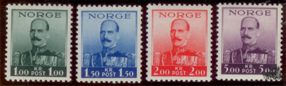 Norwegen ** 1937 - König Haakon VII, 1 - 5 Kronen Norwegen ** 1937 - König Haakon VII, 1 - 5 Kronen