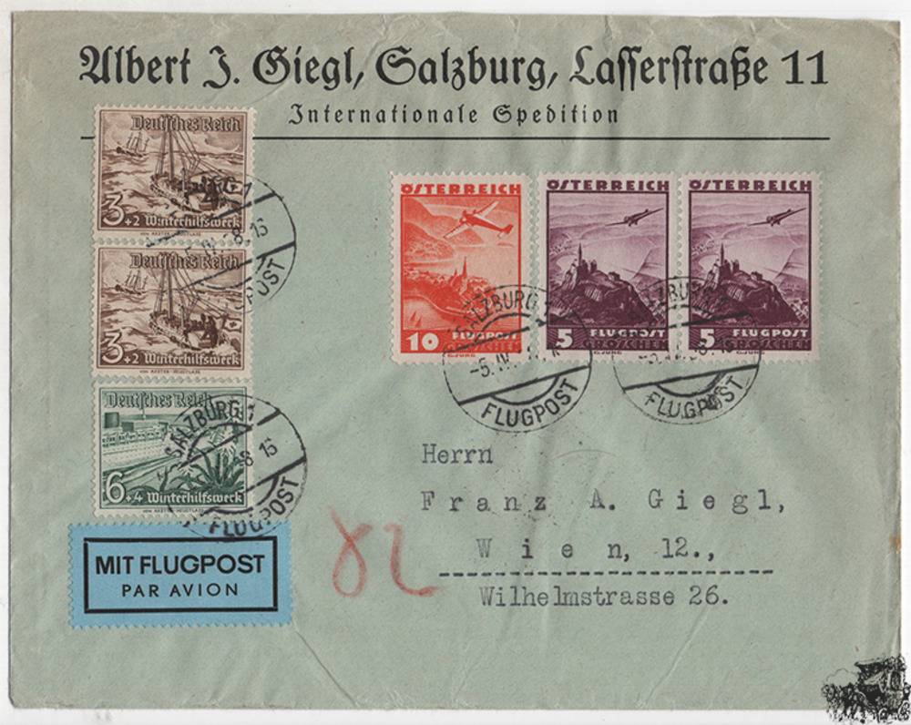 Österreich 3. Reich Ostmark - Nr. 598, 599, 651, 654 1. Rep. / 3. Reich Mischfrankatur Österreich 3. Reich Ostmark - Nr. 598, 599, 651, 654 1. Rep. / 3. Reich Mischfrankatur