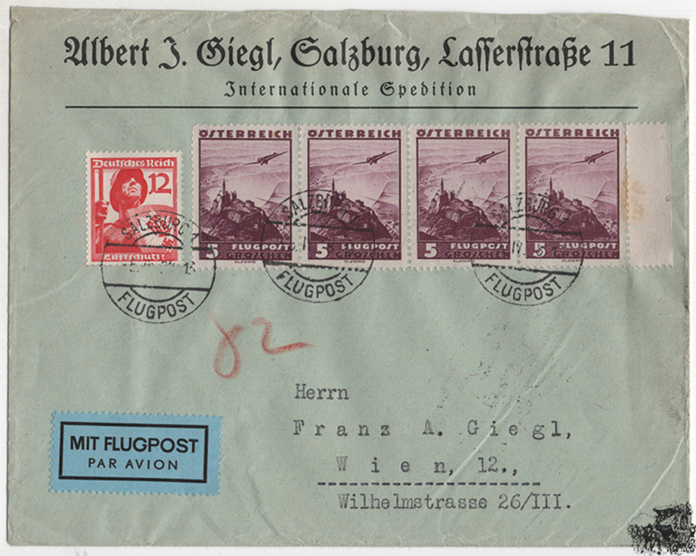 Österreich 3. Reich Ostmark - Nr. 598, 645 1. Rep. / 3. Reich Mischfrankatur