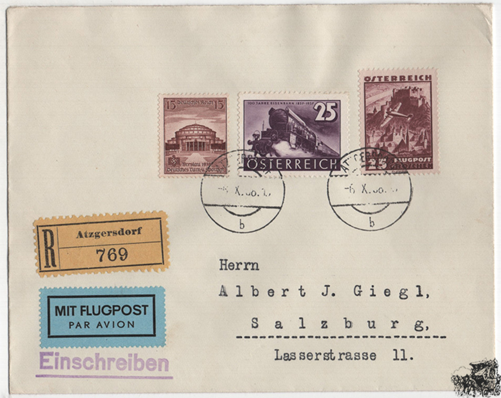 Österreich 3. Reich Ostmark - Nr. 602, 647, 668 1. Rep. / 3. Reich Mischfrankatur