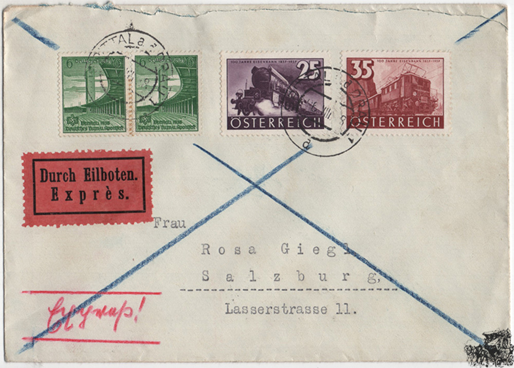 Österreich 3. Reich Ostmark - Nr. 647, 648, 666 1. Rep. / 3. Reich Mischfrankatur Österreich 3. Reich Ostmark - Nr. 647, 648, 666 1. Rep. / 3. Reich Mischfrankatur