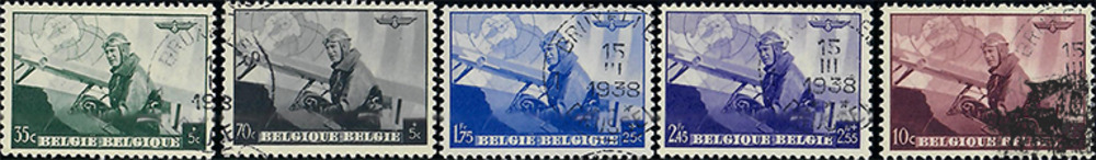 Belgien o 1938 - Europäische Luftpostkonferenz - 10+5 Centimes bis 2.45+2.55 Franc
