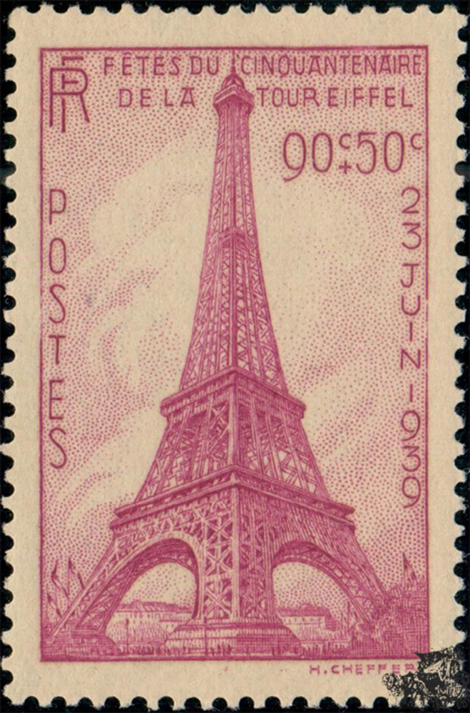 Frankreich ** 1939 - 90+50 Centimes - 50 Jahre Eiffelturm