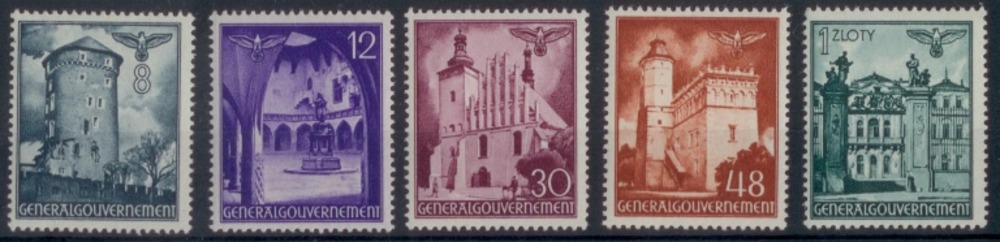 Generalgouvernement 1941 - Freimarken Bauwerke - Nr.66-70 o